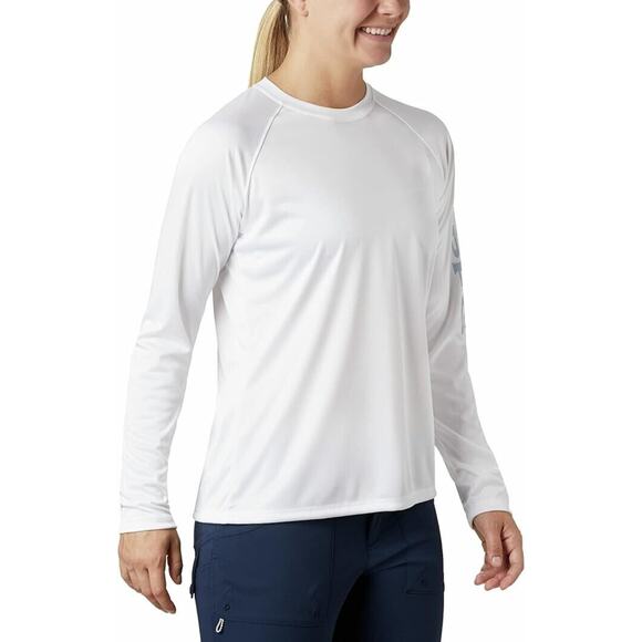 Columbia Women's Plus Size PFG Tidal Tee II Long Sleeve T Shirt White 2X - Picture 6 of 8